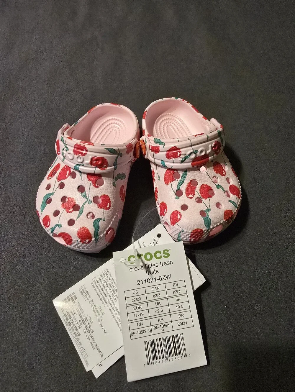 CROCS Kids Pink Cherry Print Classic Clog